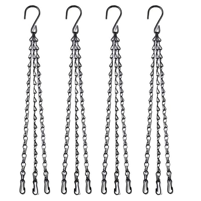 HHTHH 4pcs 18 inch Black Hanging Basket Chain with Hooks Flower Plant Pot Replacement Chain Hanger for Bird Feeders Planters Lanterns and Ornaments - Image 1